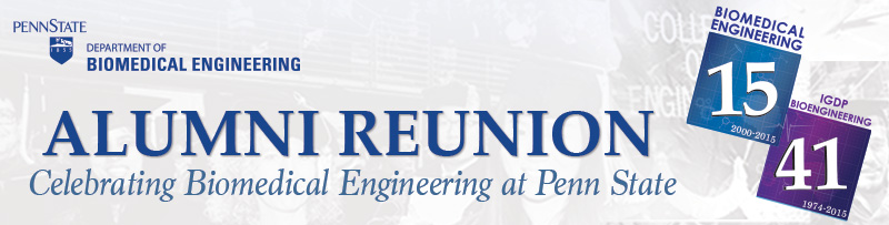 Banner for Biomedical Engineering Alumni Reunion celebrating 10 years.